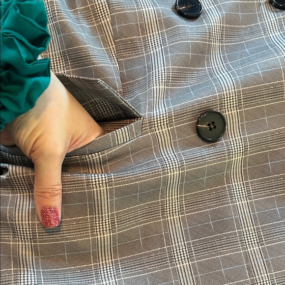 Gray Plaid Double-Breasted Blazer Dress - Picture 8 of 11